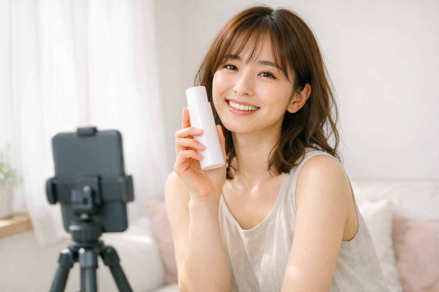 商品を紹介する様子（AI で生成したイメージ）